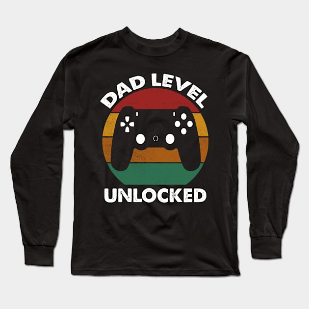 Dad Level Unlocked, Funny Dad, Dad Gaming Long Sleeve T-Shirt by artbyhintze